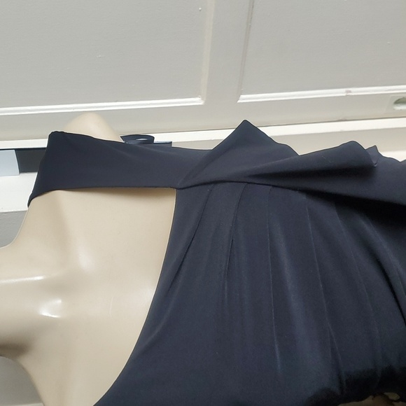 Suzi Chin for Maggy Boutique Dressy Black Dress with Ruching and Ruffles Size 6 - Picture 6 of 13